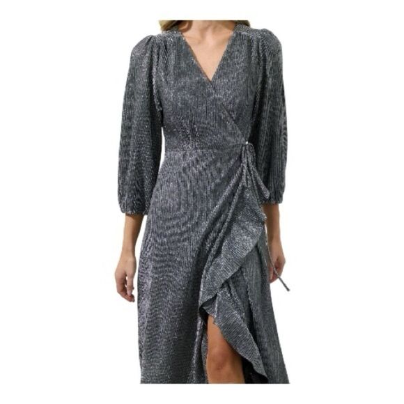 Sugarlips Women's Marly Shimmer Abelia Hi Low Wrap Dress size Small - Picture 2 of 16